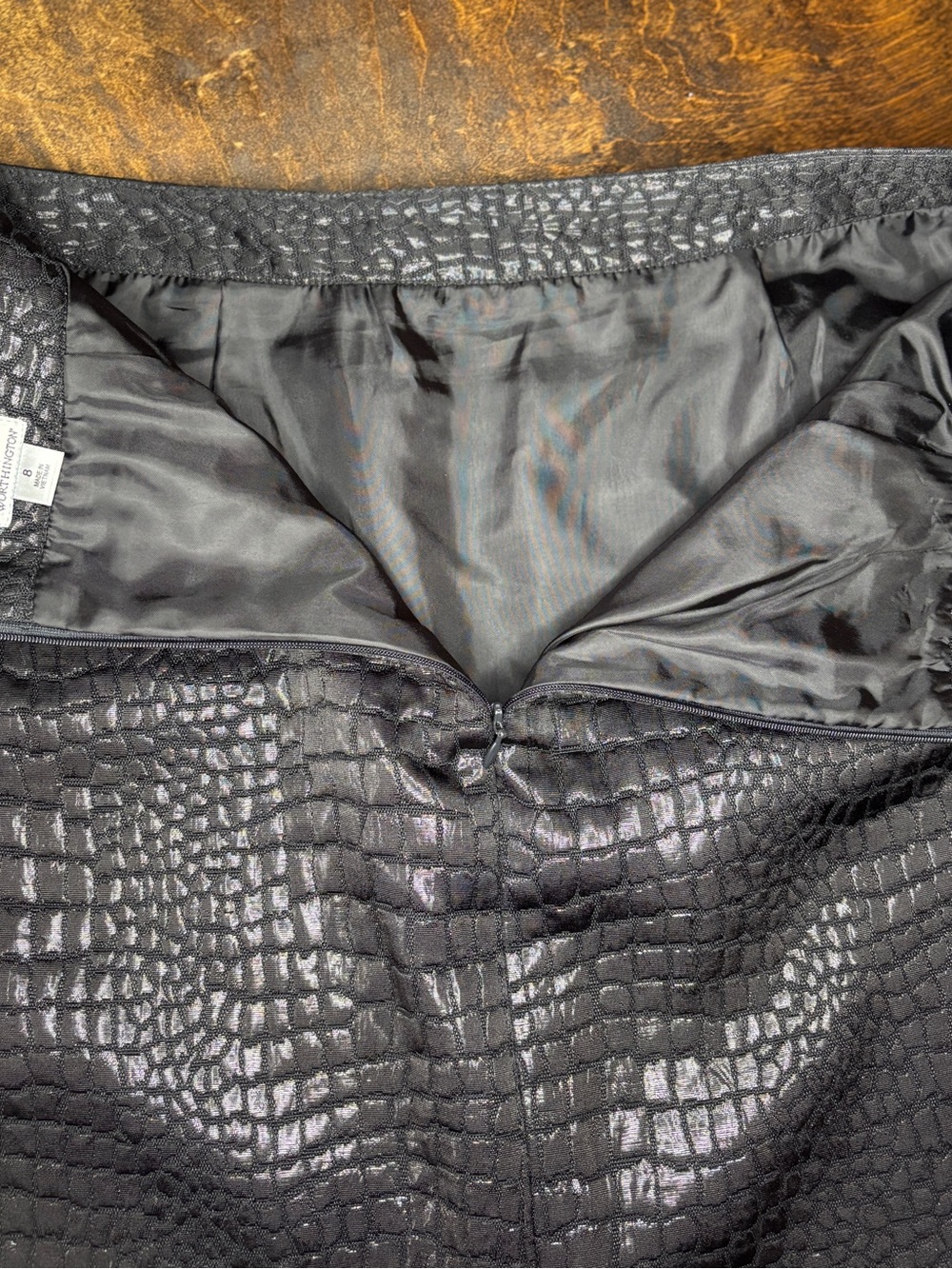 Worthington Black Textured Jacquard Pencil Skirt Size 8 Fully Lined - Picture 5 of 9